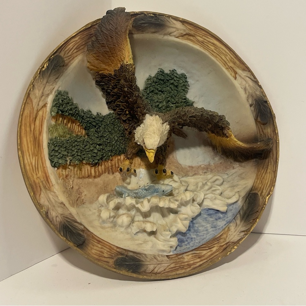 3D Bald Eagle Resin Wall Hanging Nature Scene Decorative Plate Wildlife